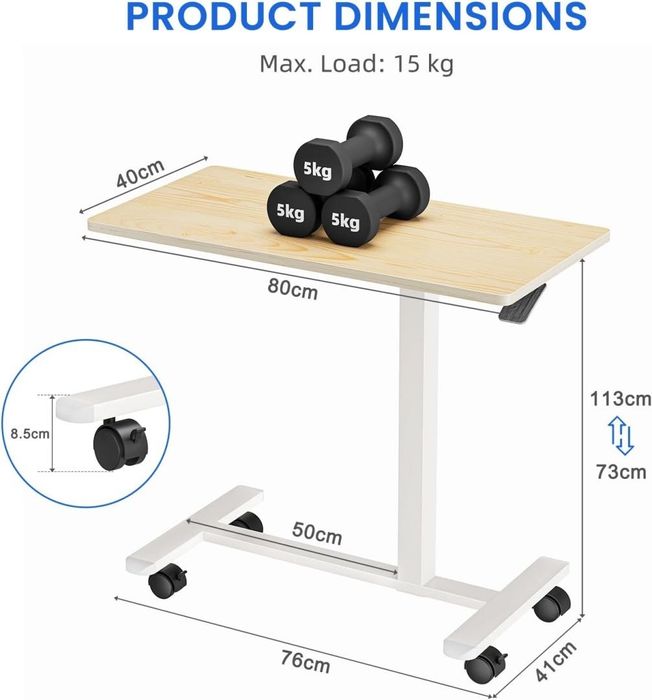 Dripex Stolik pomocniczy z regulacją wysokości na kółkach