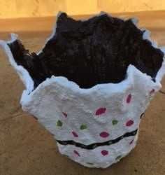 Vasos decorativos de cimento e tecido