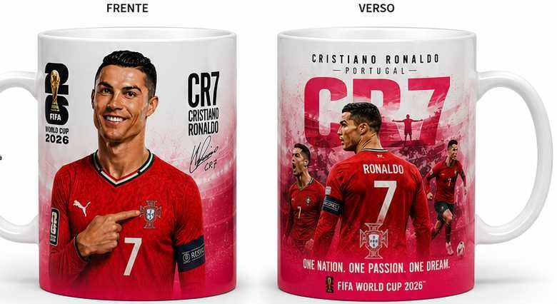 Campanha Canecas para os Fãs de Cristiano Ronaldo e do Stitch , dá para personalizar com a pessoa Stock Limitado