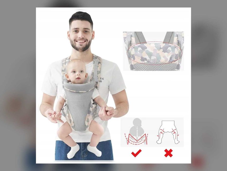 Nowe Nosidełko Ergonomiczne Dla Niemowląt 4w1 Do 15 Kg Siateczka 3D