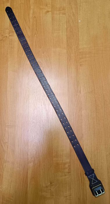 Pas wojskowy 100% naturalna skóra HAND MADE metalowe okucia 112,5 cm