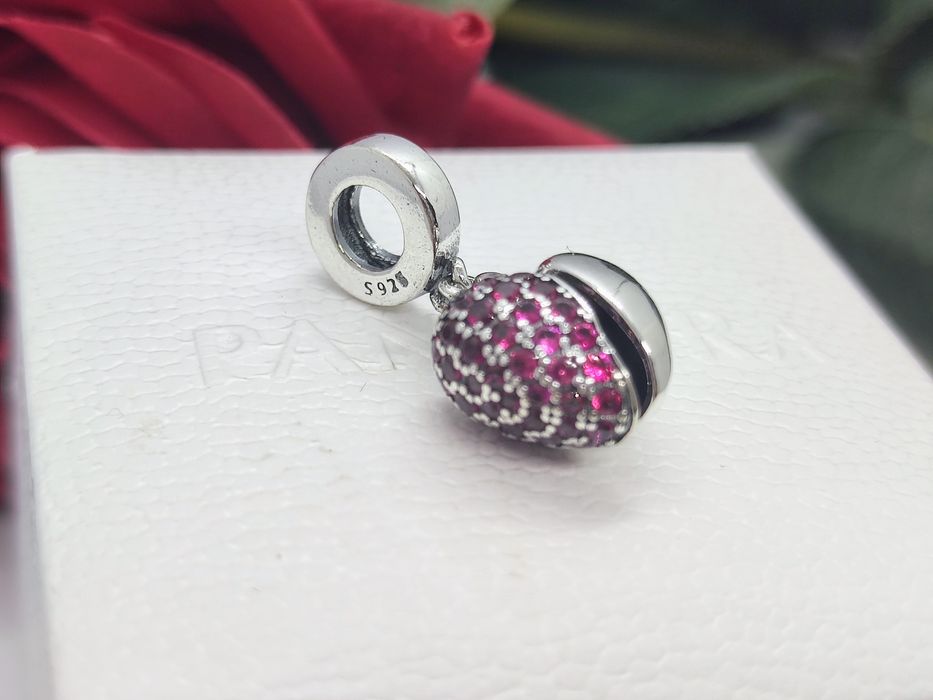 Charm's otwierane serce dwustronny S925 zawieszka