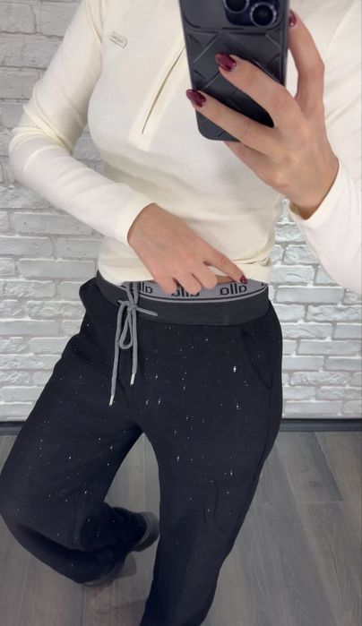 штани з блискітками теплі трикотажні прямі палаццо