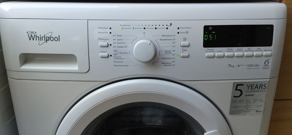 Pralka Whirlpool AWSP 730130P uszkodzone łożyska a reszta  sprawna