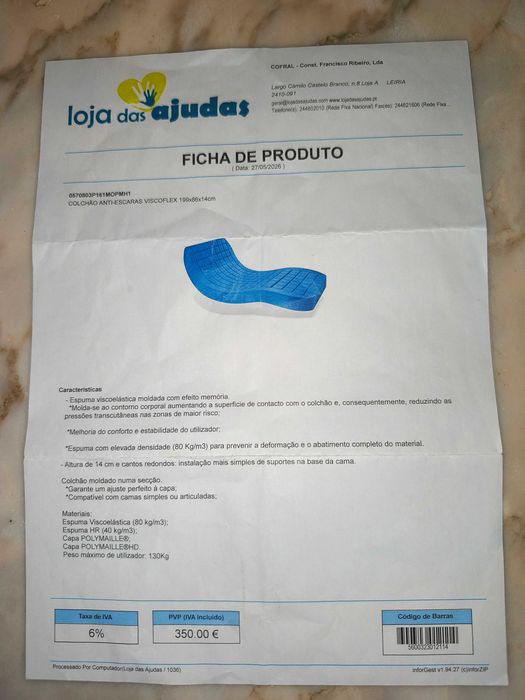 colchão de prevenção de escaras e insuflável para lavar cabeça a pessoas acamadas