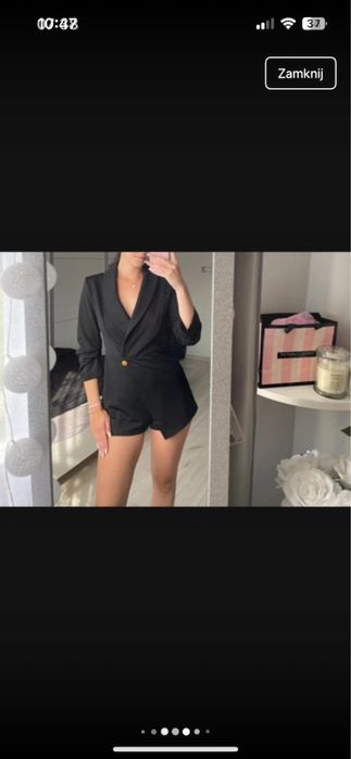 Kombinezon krótki elegancki czarny shein