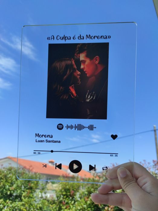Acrílico com foto e código Spotify