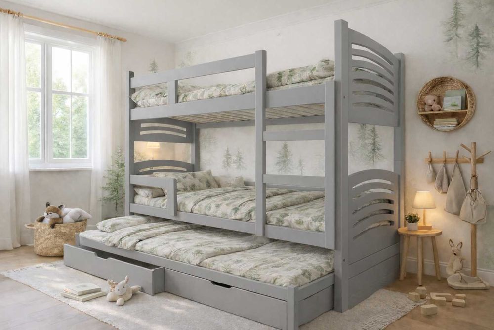 Łóżko piętrowe Janek 3 osobowe, materace 160x75 | 180x75 gratis