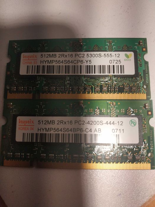 Pamięć DDR2 do laptopa - Hynix 512 MB 2Rx16 PC2-5300S - 2 szt.