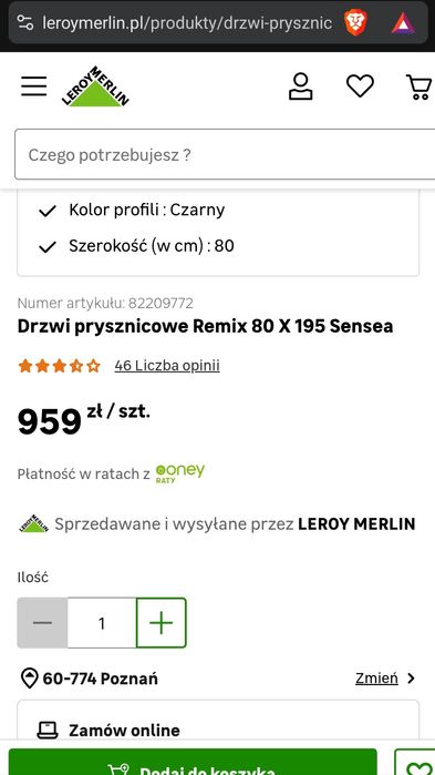 Drzwi prysznicowe Sensea