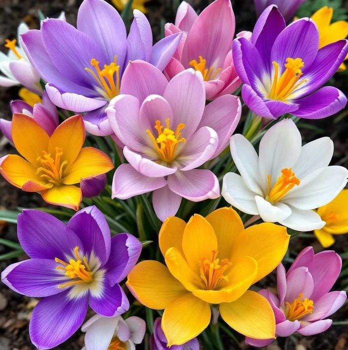 KROKUSY 25 szt Cebulki krokusów mix kolorów 5/7 Krokus Kwiaty BOTANICZNE