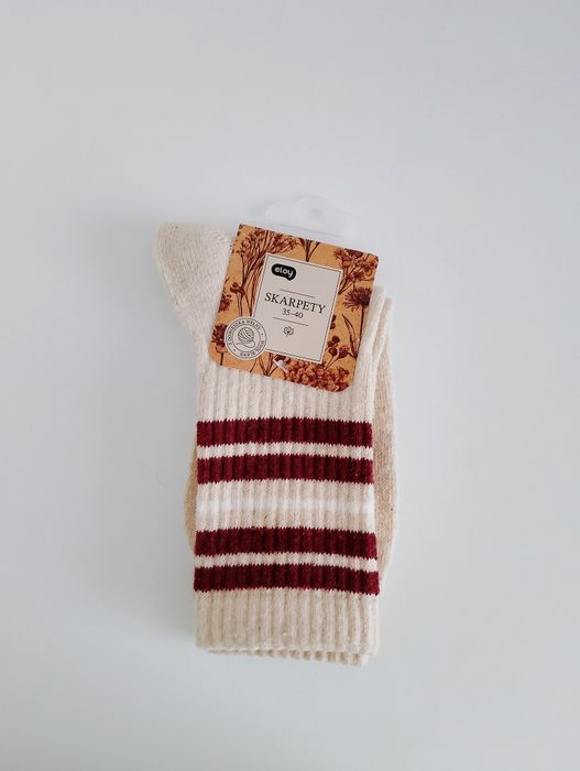 beżowe skarpety damskie Eloy z domieszką wełny 35-40