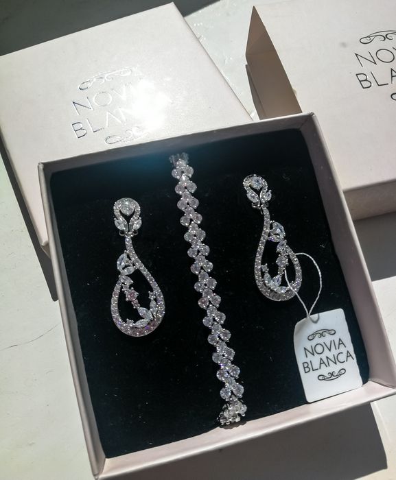 Zestaw ślubny kolczyki i bransoletka Novia Blanca