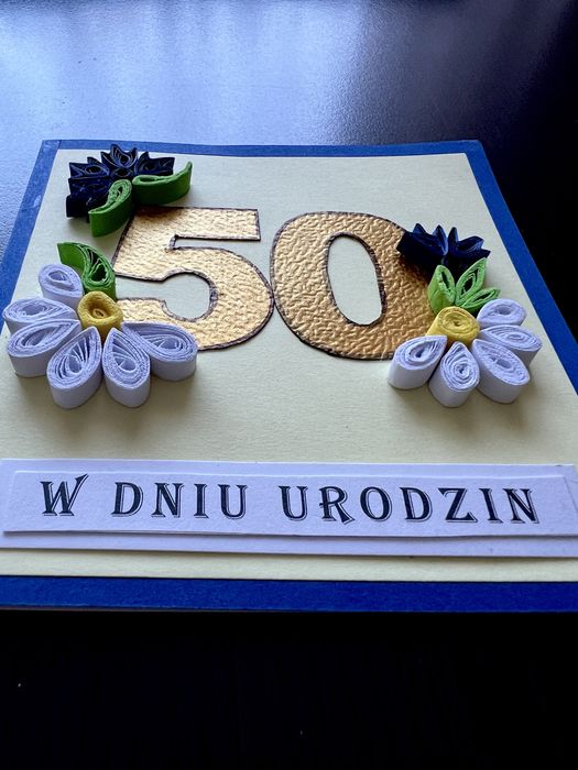 Kartka urodzinowa, ręcznie robiona, quilling