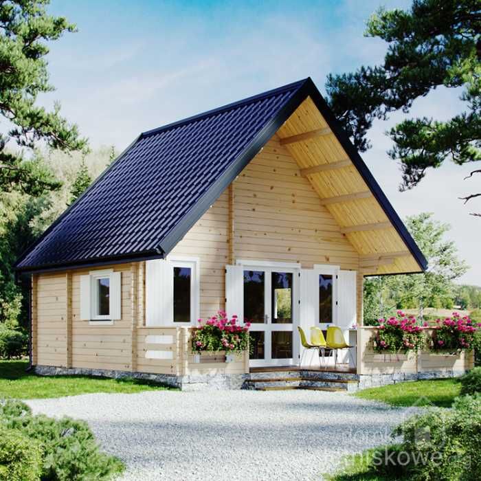 Drewniany domek letniskowy Weekend IV 25+13m2-ROD ośrodek wypoczynkowy