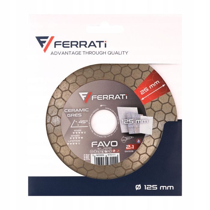 Ferrati Tarcza Diamentowa Tnąca I Szlifująca Favo Ø 125Mm X 22,23