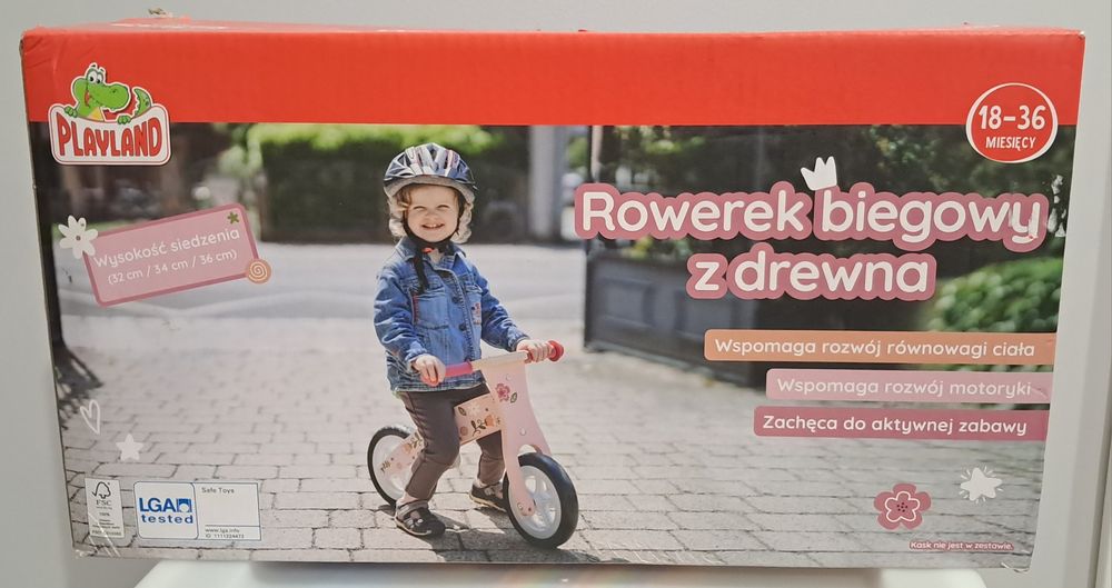 Rowerek biegowy drewniany - nowy