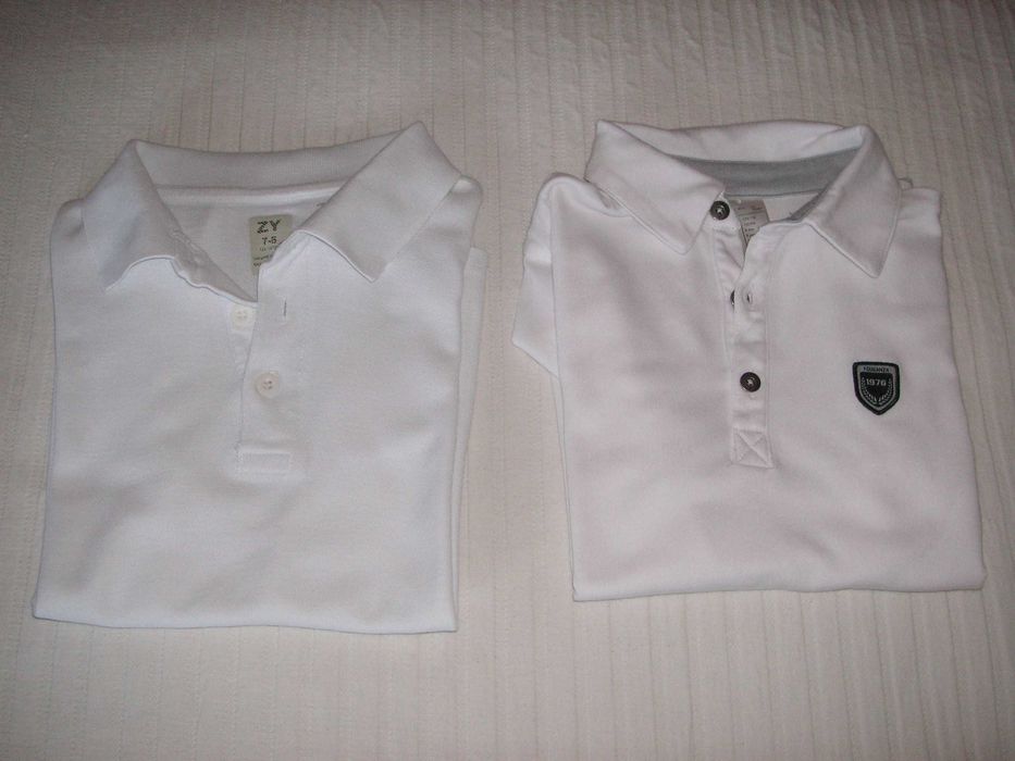 White Polo Shirts: Zippy Size 7/8 and Fouganza Equestrian Size 8
