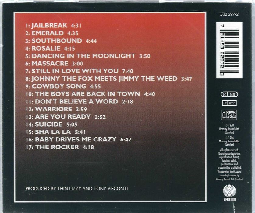 CD Thin Lizzy – Live And Dangerous (1996) (Mercury)