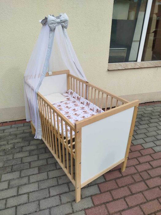 Łóżeczko drewniane Radek X BIS sosna białe 120x60 KLUPŚ NOWE