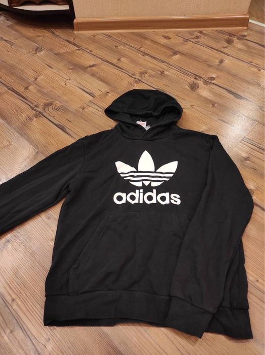 Худі Adidas з капюшоном | Чорне | Великий логотип | M