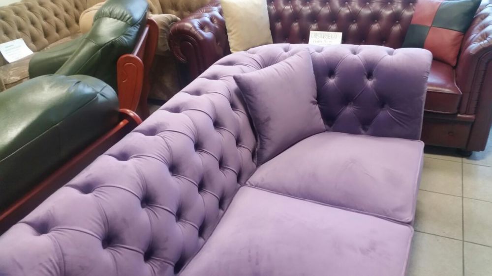 Chesterfield fiolet sofa 3-os