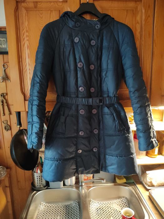 Firmowa długa kurtka / krótki płaszczyk  granat - New Design