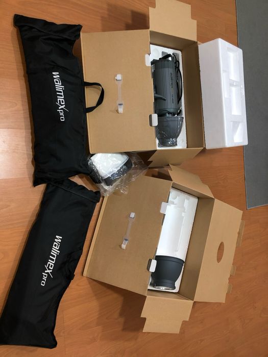 Kit Completo Walimex Pro – 2 Flashes VC-400 400Ws + Softboxes + 3 Tripés