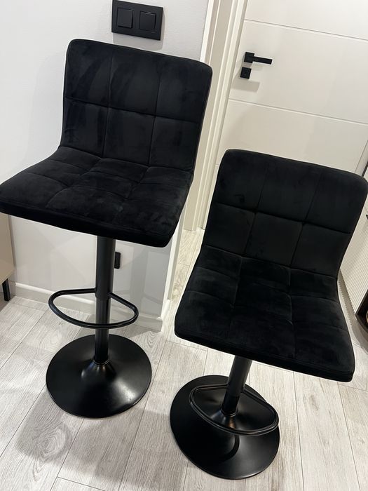 Hokery do kuchni - czarny welur