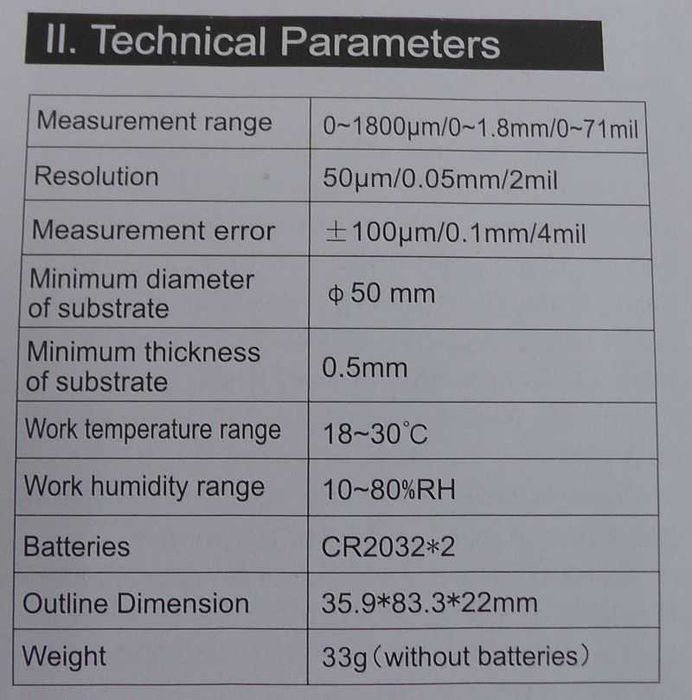 Tester miernik grubości lakieru YNB-100S