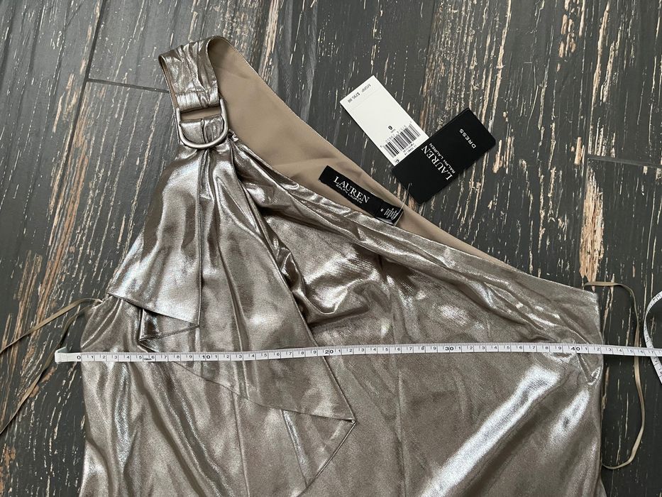 Ralph Lauren. Вечернее платье в пол серебро с одним плечом р М (8 сша)