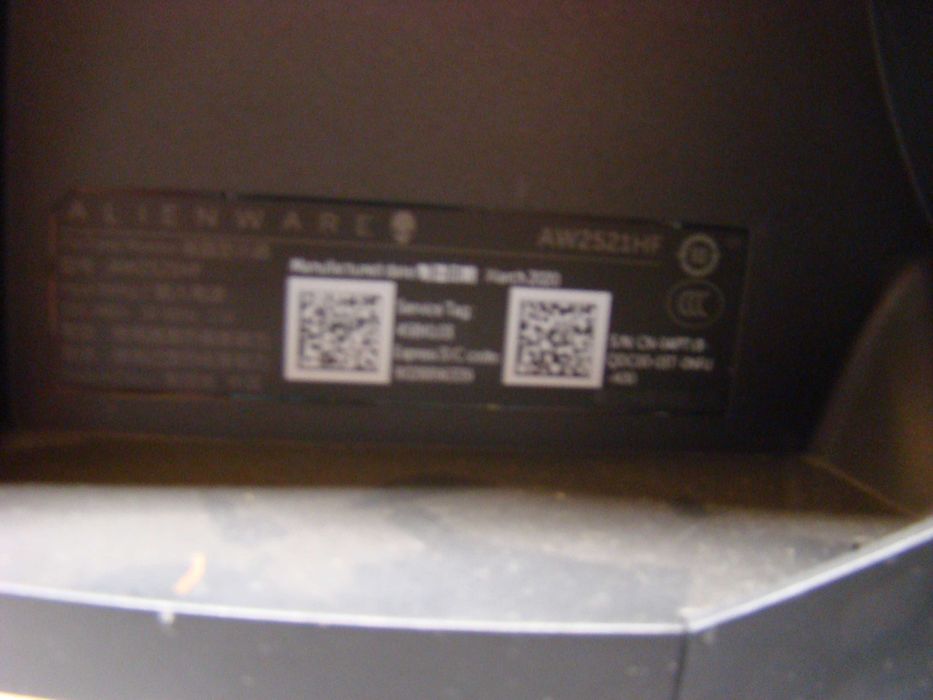 Alienware monitor 25 Cali