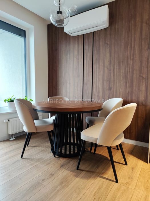 Stół okrągły rozkladany koło lamele metal loft pająk podstawa