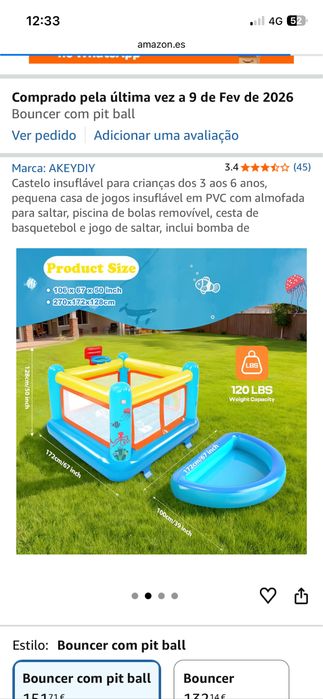 Mini trampolim com poscina de bolas