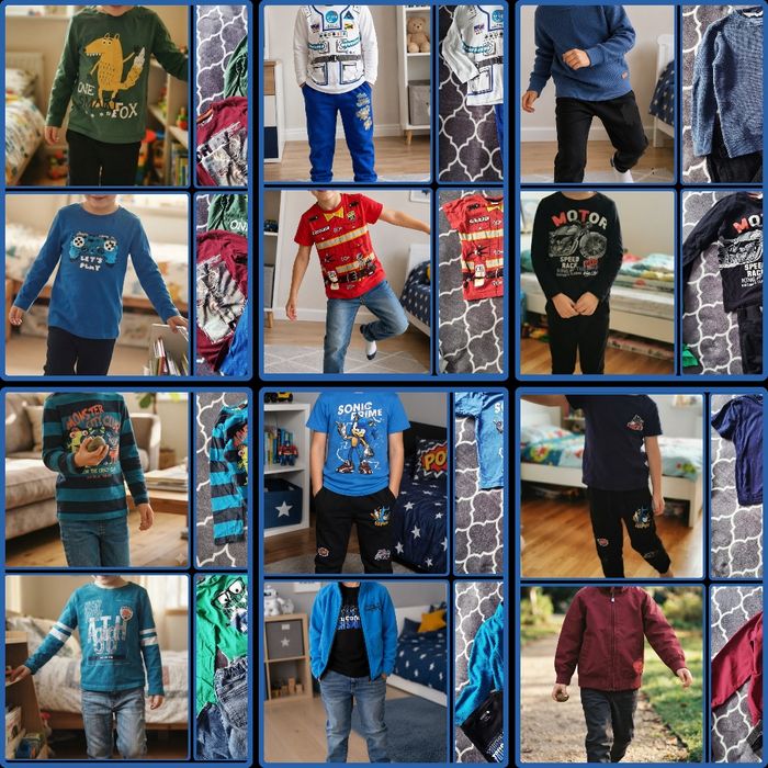 Paka ubrań dla chłopca 116/122 zestaw h&m spodnie bluzki