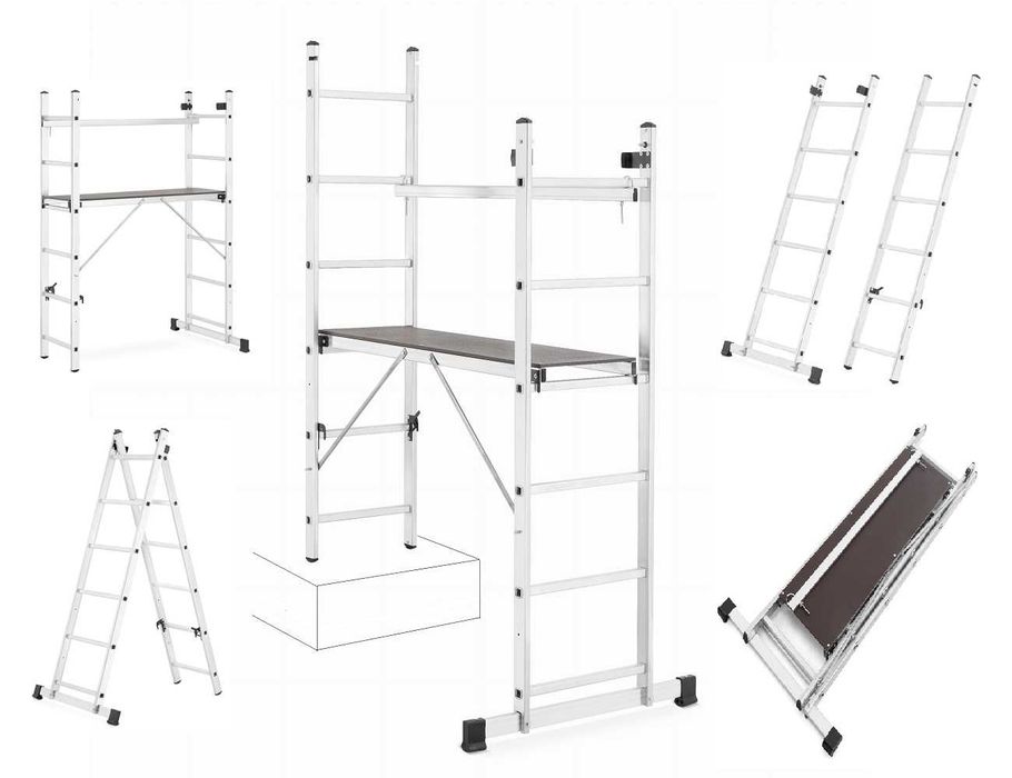 RUSZTOWANIE aluminiowe 2x6 do pracy na SCHODACH - wielofunkcyjne 3w1