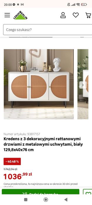 Komoda rattanowa kredens 130 cm