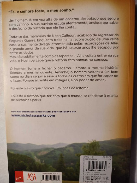O Diário da Nossa Paixão - Nicholas Sparks (ou Troco)