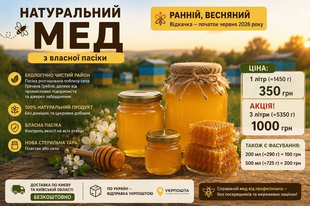 Продам мед з власної екологічно чистої родинної пасіки