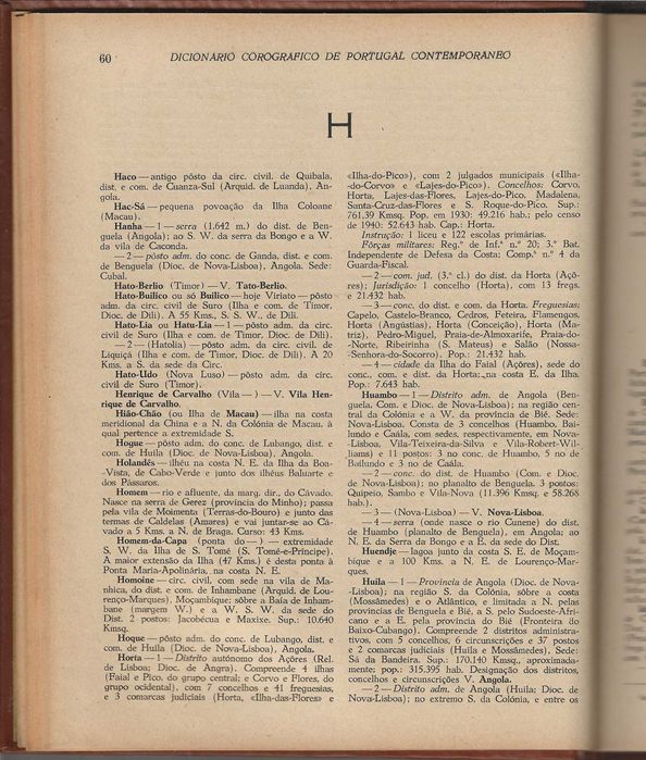 Dicionário Corográfico De Portugal Contemporâneo – 1944