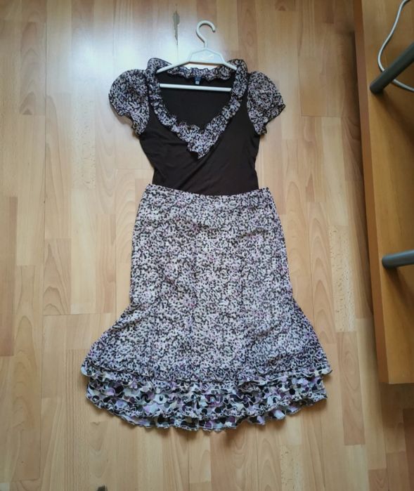 Zestaw bluzka + spódnica + żakiet