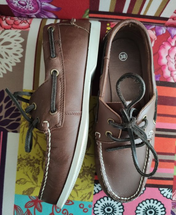 Brązowe skórzane mokasyny r. 38