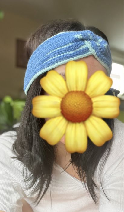 Ręcznie robiona opaska na głowę  | Handmade | Niebieska opaska Twist