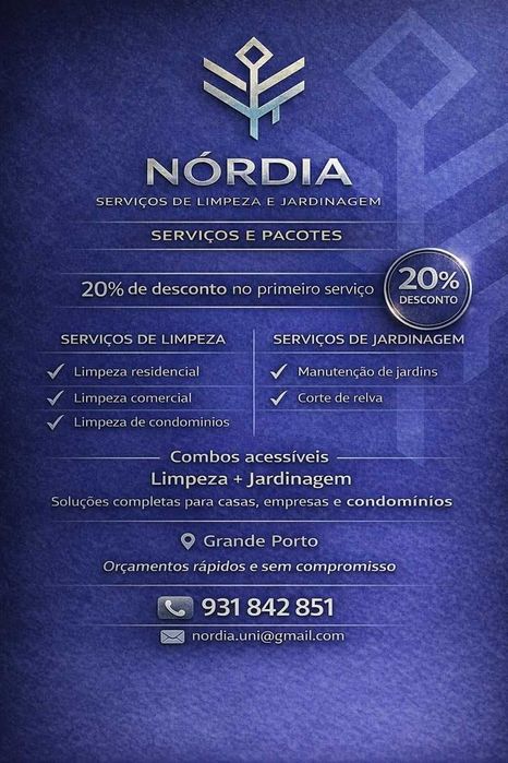 serviços – limpezas, jardinagem, manutençao NORDIA