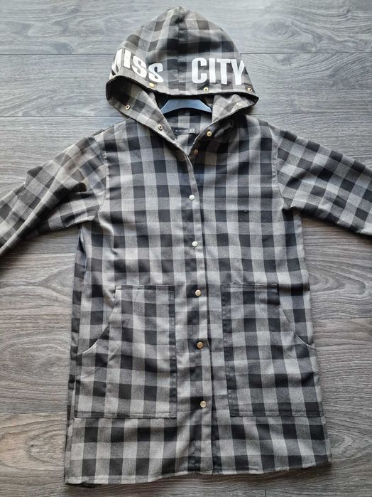 Bluza krata w kratkę tunika kardigan rozmiar S M