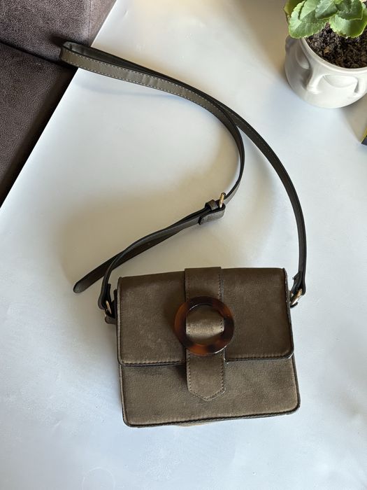 Сумка замш оливкова