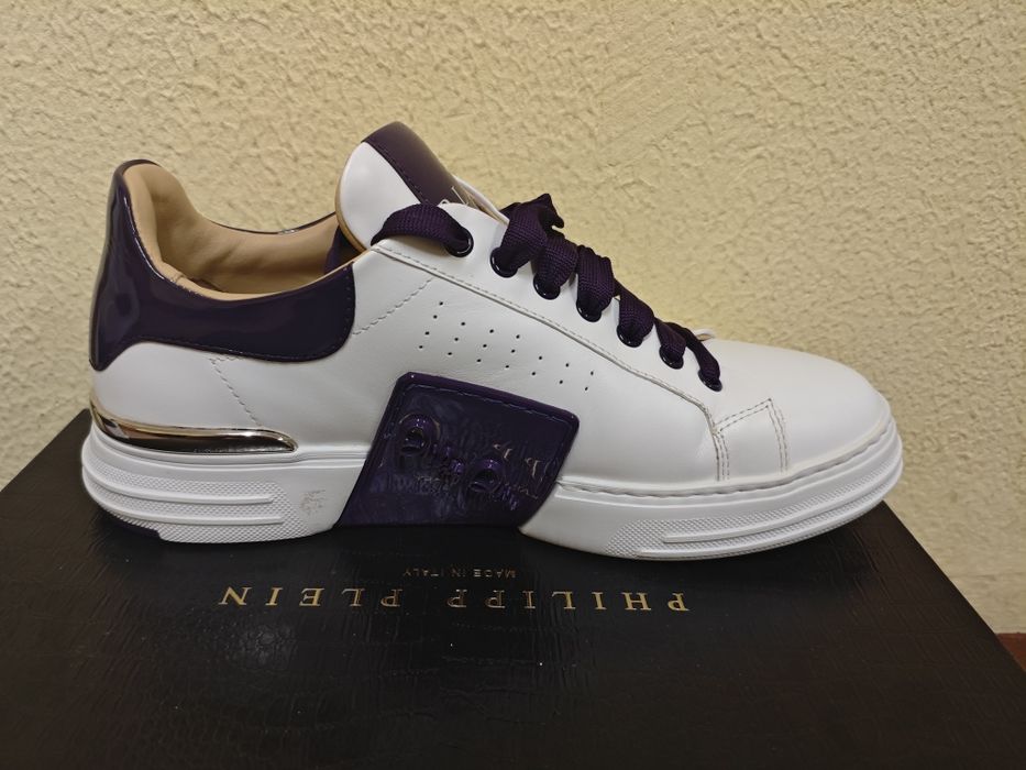 Шкіряні кросівки Philipp Plein Lo-Top Purple (оригінал)