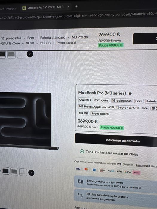 Macbook M3 Pro 16” 18GB RAM 500GB (2023)