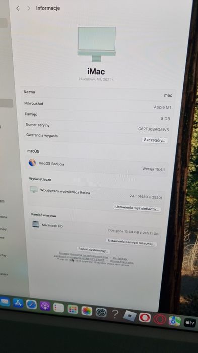 Komputer Apple iMac 24" M1 8 GB 256 GB SSD