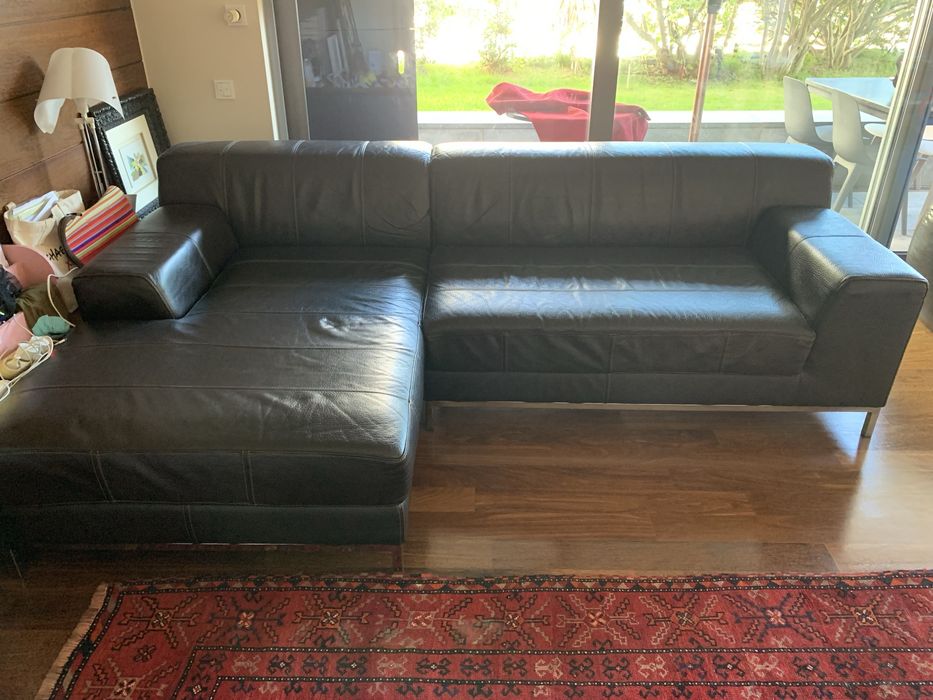 Sofa pele castanha Kramfors ikea